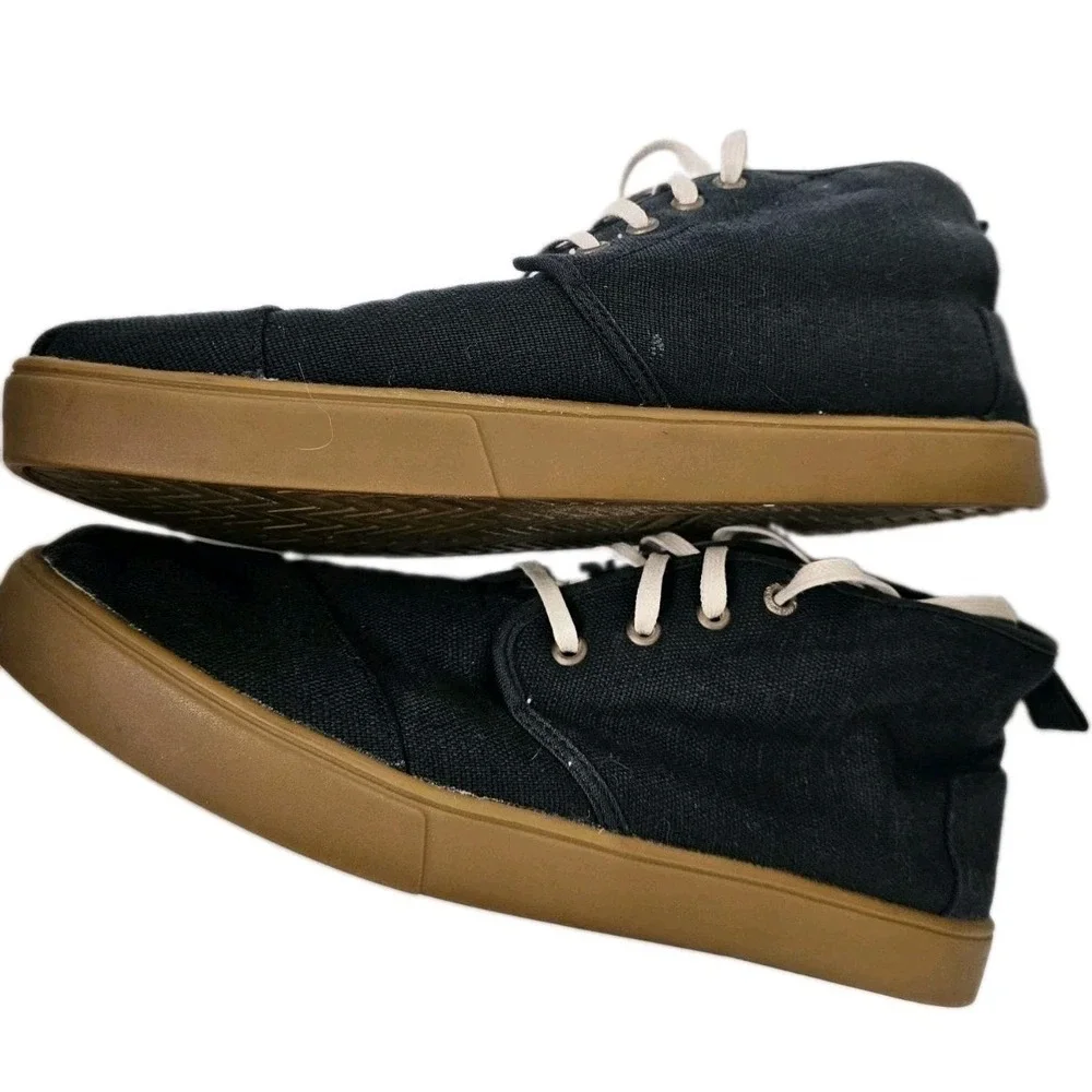 TOMS Heritage High Top Sneaker Shoes Mens 11.5 Black Lace Up‎ Casual Boat